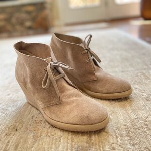 J Crew Suede Wedge Booties, size 9